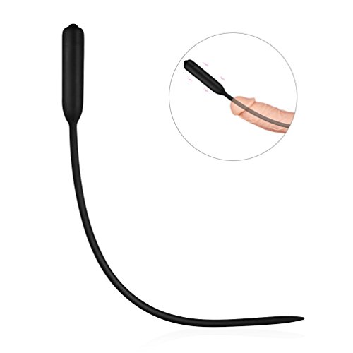 Aookty 113-Super Long Silicone V-íbráting Péniś Plug Uřêthřal V-íbrátor Male Therapeutic Massage Uřêthřal Sounds Cˉatheter Dilators (Black)