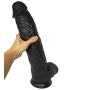 QJFYJ-001 Huge Silicone Manual Massage Stick Flexible Real Portable Suction Cup Long Lifelike Massager for Men Women Black 17inch