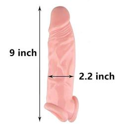 Extender Male Extension Girth Enhancer Lock Sleeve Ring for Men Reusable -Time Delay - Smooth - Masculine Charm 9 INCH