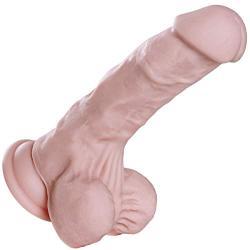 Bombex FDA Approved Silicone Dildo with Stronger Suction Cup Base - Whopper Dong W/Balls-Lifelike Cock,Flesh,7.2 Inches 100% Satisfaction Guaranteed