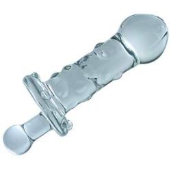 Don Wand Glass Pleasure Plug with Crank, Nubby, Clear Melon