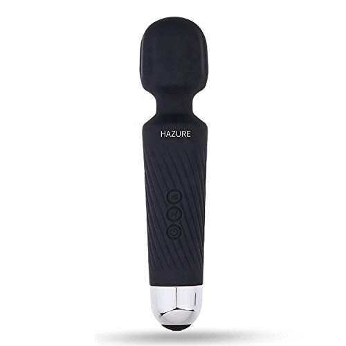 HAZURE Mini Wand Massager with 20 Magic Vibration Modes, Whisper Quiet, Waterproof, Handheld, Cordless for Neck Shoulder Back Body Massage, Sports Recovery & Muscle Aches - Black Mini