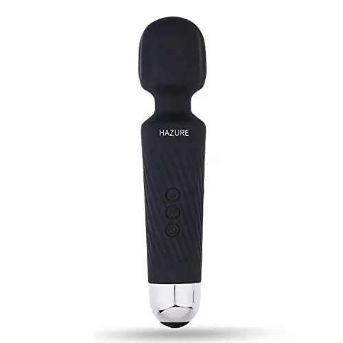 HAZURE Mini Wand Massager with 20 Magic Vibration Modes, Whisper Quiet, Waterproof, Handheld, Cordless for Neck Shoulder Back Body Massage, Sports Recovery & Muscle Aches - Black Mini HAZURE Mini Wand Massager with 20 Magic Vibration Modes, Whisper Quiet, Waterproof, Handheld, Cordless for Neck Shoulder Back Body Massage, Sports Recovery & Muscle Aches - Black Mini