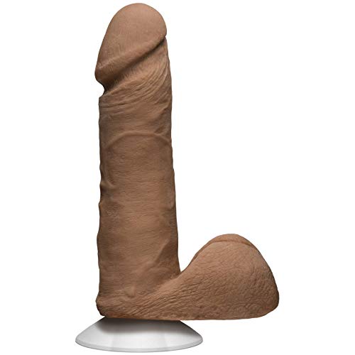 Doc Johnson Noches Latinas - ULTRASKYN - Pene Real Con Testiculos - 6 Inch - Dual Density Dildo with Removable Vac-U-Lock Suction Cup - F-Machine and Harness Compatible - Caramel