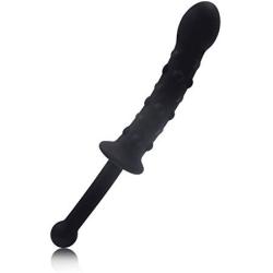 Brave669 Women Men Silicone Flexible G-spot Butt Plug Stick Massager Toy - Black