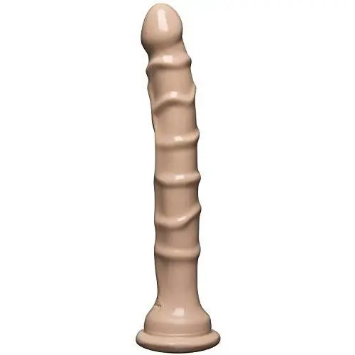 Doc Johnson Raging Hard-Ons - Slim Line - 8 Inch (8.7 in. Long and 1.2 in. Wide) - Heavily Veined - Dildo with Suction Cup Base - Great For Anal Beginners - Vanilla