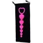 LoveI Anal Sex Toy Beads Butt Plug Valentine Heart Shaped Prostate Massager with Safe Pull Ring Handle Soft Carry Bag Unisex G Spot - Pink