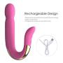 Girls Gift U Shape Design Dual Vibrator, Vagina, G-Spot and Clit Handheld Massager, 7 Frequency Multi Speed Vibrating Stimulator, Medical Silicone Waterproof Powerful Adult Sex Toys for Women（Pink）