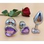 3Pcs Set Luxury Metal Butt Toys Heart Shaped Anal Trainer Jewel Butt Plug Kit S&M Adult Gay Anal Plugs Woman Men Sex Gifts Things for Beginners Couples Large/Medium/Small,Light Purple