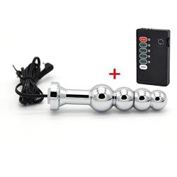 Entry Level Pulse Butt Plug Electric Shock Stainless Steel Metal Plated Anal Plug Sex Toys (F)