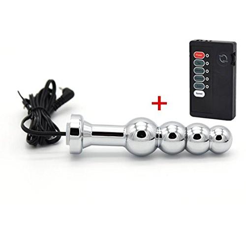 Entry Level Pulse Butt Plug Electric Shock Stainless Steel Metal Plated Anal Plug Sex Toys (F)