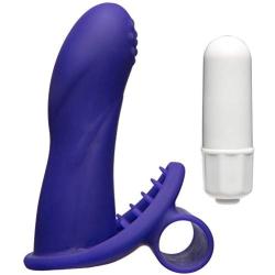 Doc Johnson Mood - Euphoric Smooth - Silicone Finger Sleeve with 10 Function Vibrating Bullet Clit Stimulator - Purple