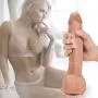 9.5" G-spot Ejaculating Dildo, Realistic Squiring Male Erection Penis with Strong Suction Cup, Fondlove Large Black Thick Cock Anal Strap on Dildo Easy Insertable Sex Toy for Lesbian and Couple