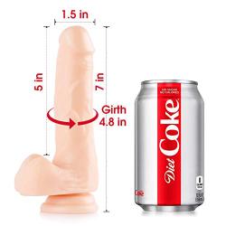 Realistic Dildo, Bendable 7 Inch G-Spot Premium TPE Silicone Penis Dong with Suction Cup for Women, Sex Toy for Female Masturbation