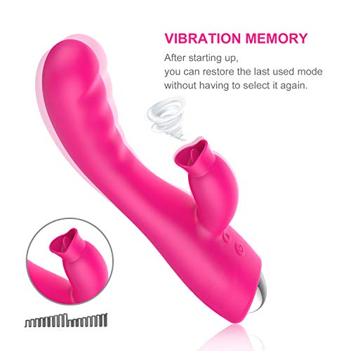 Cordless Wireless USB Rechargable Soft Waterproof 30 Speeds Mode Quiet Dual Motor Víbràtòrs Strong Suction Function Massage Vibartion (Color:Rose Red)