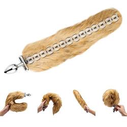 Stainless Steel deformable Anal Sex Toys Anal Sex Toys Anal Stimulator Sex Games Female Anal Foxs Tail Tail Butt Plug Stimulator Role with Replacement of Anal Plug Head can be Used for SM Adult Game