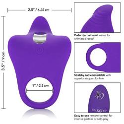 Calexotics SE-0077-75-3 Silicone Rechargeable Remote 12 Function Vibrating Waterproof Pleasure Ring, Purple