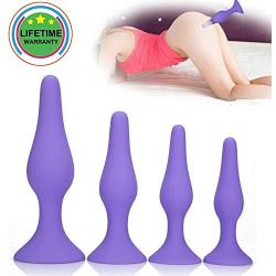 Adullt Toys for Couple-Massagers -4Pcs/Set Soft Medical Silicone Trainer Kit Ana.le Pl/ugs Beginner Set for Women and Men (Purple)