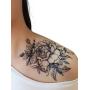 DaLin 4 Sheets Sexy Temporary Tattoos for Men Women Flowers Collection (Black Rose)