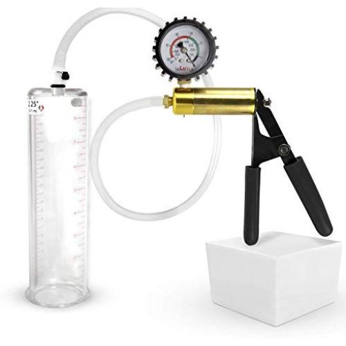 LeLuv Ultima Mens Vacuum Enhancement Pump Black Protected Gauge Handle 9 x 2.25 inch Cylinder