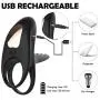 Vibrating Penis Ring, Enlove, Silicone Dual Cock Ring with 10M Remote Control 10 Vibrations for Male Enhancing Erection and Female Clitoral Orgasm, Clitoral Rabbit Vibrator Adults Sex Toys for Couples