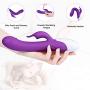 Rabbit Vibrator with Soft Tongue, AILEQI Heating Dildo Vibrator Clit Stimulator Waterproof with 8 Vibration Modes Quiet Dual Motor for Couples Femal Rechargeable (Purple)