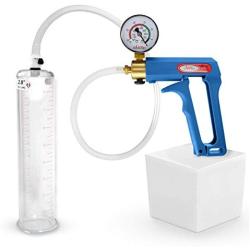 LeLuv Maxi Blue Plus Vacuum Gauge Penis Pump 9 inch x 2 inch Cylinder