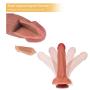 SXOVO Liquid Silicone G-spot Stimulator, 9.8 inch Double Layered Fake Penis with Strong Suction Cup for Hands-Free Play, Huge Realistic Dildo Anal Sex Toys for Women