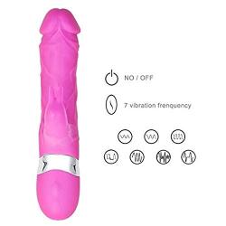 Wushuangyu Handheld Realistic Waterproof Massager, Skin Friendly Silicone, 7 Kinds of Silent Vibration Mode - USB Charging - Relieve Muscle Pain. - Vibrant Toy