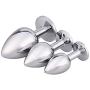 BDSM Anal Plug 3 Pcs Luxury Jewelry Design Butt Plug Fetish Stainless Steel Sex Toy Large+Medium+Small Anal Stimulation Toy for Unisex Masturbation (Purple)