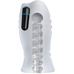 Doc Johnson OptiMALE - ULTRASKYN - Vibrating Stroker with Storage Case - Massage Beads - Frost