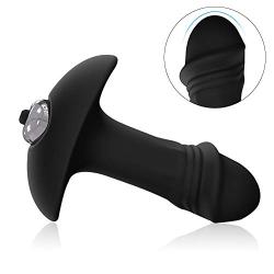 Vibrating Butt Plug, Anal Plug Trainer for Beginners Men Women Anal Play, FDA Approved Soft Silicone Anal Sex Toy,7 Vibration Modes (Black)