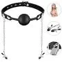 UTIMI Ball Gag Silicone with Nipple Clamps, Lock & Key Included UTIMI Ball Gag Silicone with Nipple Clamps, Lock & Key Included
