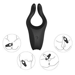 Waterproof Vibrating Cock Ring with 7 Powerful Vibration Modes, PALOQUETH Multifunctional G Spot Vibe Nipple Massager Penis Vibrator Perineum Stimulator for Couples Play, Rechargeable