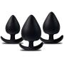 Anal Plug Silicone Butt Plug,Riodong Anal Sex Toys in Black (Three-piece Suit)