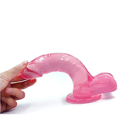 7.48-Inch High-Quality Women Mǎssǎge Toys Pink Transparent Lifelike Dîldɔ Hands Free with Suction Cup