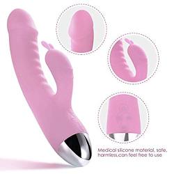 Rabbit Vibrator,Louviva 10 Modes G-Spot Vibrator Waterproof Dual Stimulation Rechargeable Adult Sex Toys for Women,Pink ?-