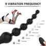 Maison-Market Anal Beads Plug Vibrator Prostate Massager with Safe Pull Handle Anal Training Butt Plug Adult Sex Toy, Rechargeable and Waterproof, for Men Women Couple