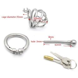 Chástí-ty Device, Cǒck Lock, Pěnǐs Lock Ring Men Hypoallergenic Stainless Steel Metal Chasteness Device Anti-Off T-Shirt Belt - 143 (Size : 45mm)