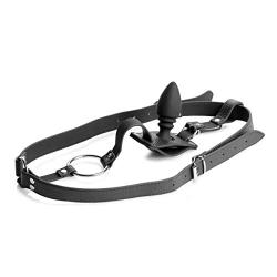 STRICT Male Cock Ring Harness with Silicone Anal Plug