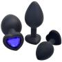 3 Pcs 3 Size Silicone Jeweled Anal Butt Plugs Anal Trainer Toys … (Black Heart)