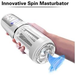 LED Display Intelligent Male Automatic Piston Cup Sucking 400 Times/Min and 360° Rotating 10 Pattern 5 Speed Electronic Massage Cup Males Toy
