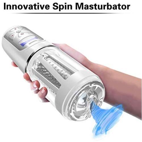 LED Display Intelligent Male Automatic Piston Cup Sucking 400 Times/Min and 360° Rotating 10 Pattern 5 Speed Electronic Massage Cup Males Toy