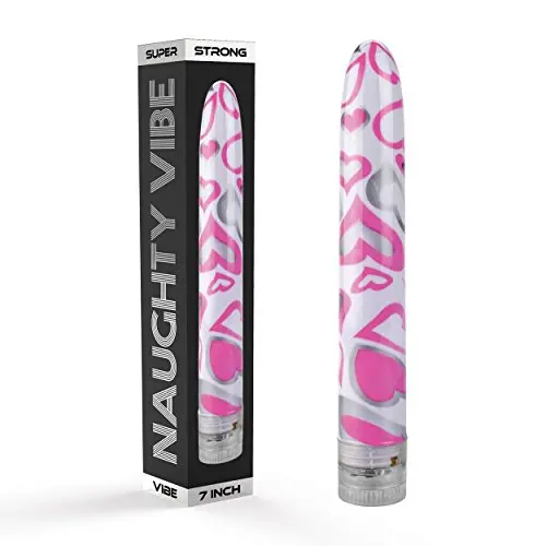 Naughty Cove Vibe Bullet Vibrator Massager, Pink Hearts, 7 Inch Naughty Cove Vibe Bullet Vibrator Massager, Pink Hearts, 7 Inch