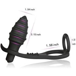 Anal Plug Prostate Vibrator| 10-Speed Silicone Waterproof Rechargeable Penis Ring| Sex Toy for Men or Couples (3.1in)