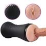 Male Sex Toys, iMiMi  Masturbator Vibrating Cup  with Sexy Moans, Pussy Cup Masturbation Adult Stroker Toys, Fully Automatic with 3D Realistic Vagina and USB Rechargeable for Men (Black)