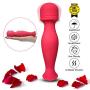 Mini Wand Massager, Small Wireless Massage Toy 10 Intensities Cordless Portable Bullet Travel Size Handheld Powerful Massage for Back Female Women Men Silent Waterproof USB Rechargeable, Crimson