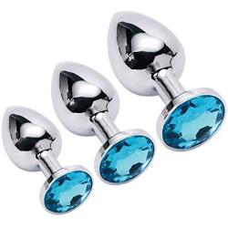 Adǔlt Products 3Pcs/Set Medical Stainless Steel Anale Pugs Trainer Kit Massage Toys for Women CKOM09 (Blue)