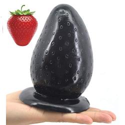 Bfucky Big Blockage with Suction Cup Strawberry Blockage Anus Comfortable partical Huge 3" Thick Blockage Stuffed Stopper Knead,Black Bfucky