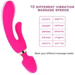 Personal Sports Massager - Powerful but Quiet - Dual Motor 10 Speed Mode - USB Charging - 100% Waterproof（ Dark Pink）